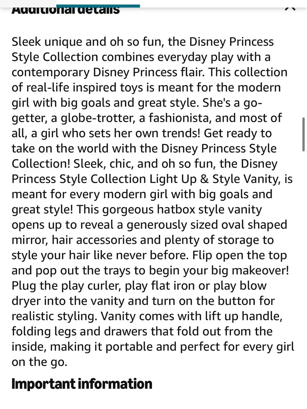 Disney Princess Style Collection Light up & style portable vanity